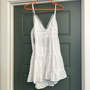 White spaghetti strap sundress mini